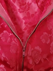 Vintage Oriental Cheongsam Dress Floral Jacquard Brocade Taffeta Hot Pink