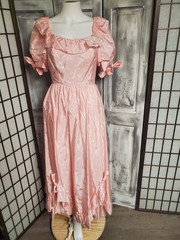 PXS Vtg 80s Precious Moments Pink Formal Dress Southern Belle Prom Party Bows Eu