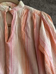 Ann Taylor True Vintage 70s Wrap Skirt Set Outfit Gauzy Pink Stripes Mod Necktie