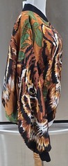 1980s SILKWORMS High Fashion Tiger Print Reflective Zip Front Bomber Jacket LG
