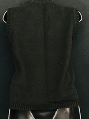 Vintage 1980s sweater vest, black red white argyle floral wool Istanbul S M