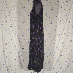 Vintage Semi-sheer Black & Purple Calla Lily Sleeveless Dress | Size 14w