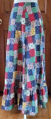 Vtg 70s Patchwork Maxi Skirt Floral Calico Boho Hippy Prairie Ruffle Cottagecore