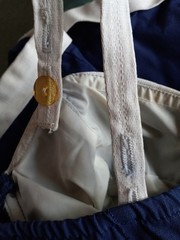 Vintage 1950s Convertible Bathing Swimsuit Blue Corset Pin-up Talon Zip