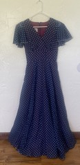 Vintage Coco California Blue with polkadots maxi dress size 10 Paper Tag Lined