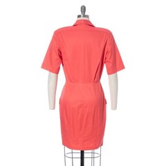 Vintage THIERRY MUGLER 1980s Shirt Dress 80s Designer Hot Pink Cotton Wiggle