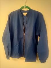 Vtg California Style brand blue sweater M cotton polyester zip long sleeve gems