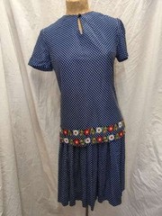 Vintage 1960’s Blue White Polka Dot Groovy Skirt & Top Set by Sue Brett S