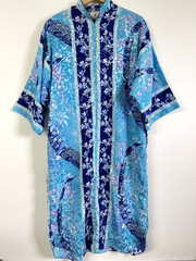 Vintage Ruth Norman Saks Fifth Avenue Caftan Maxi Dress Robe Purple Blue Size S