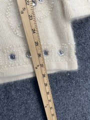 *Vintage* Adrienne Vittadini Creamy Angora And Lambswool Knit And Beaded Cluster