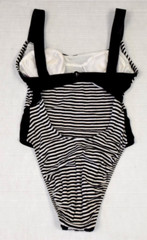Vintage Swimsuit Electric Beach Jantzen Size S/M 80s Ribbed Striped High Cut