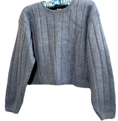 Vintage 1980s Extra Energy De Rotchild Blue Cropped Mohair Blend Sweater Medium