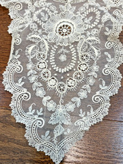 Rare & Beautiful Handmade Brussels Point de Gaze Bridal Cap 1870s Unused