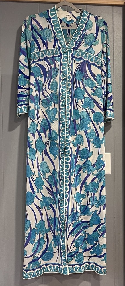 Vintage Emilio Pucci For R Duster Robe Small 10-12 Made In USA 8 Buttons