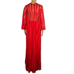 Vintage Jenelle of California Red Nylon Peignoir Set Sz M P Robe Pants Hollywood