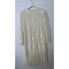 Vintage Mister Jay Lace Midi Dress L Cream Tiered Drop Waist Wedding Guest