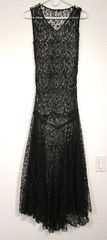 ANTIQUE VINTAGE DRESS 1920S T0 1930S ALL LACE BLACK GOWN DECO SIZE S TO M F8