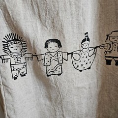 On the Rocks California Vtg Dress M Flax Midi Peasant 90s Ethnic Earthy Indie