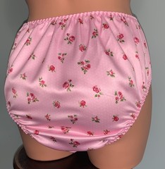 NEW Glossy Secret Satin 1X 8 Hi Cut Bikini Brief Panties SILKY Roses Polka Dots