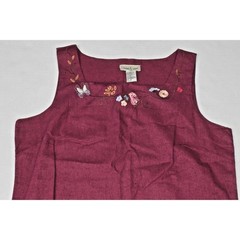 Vintage Dress Shirt Set Studio Ease Size 8 90s Wine Red Butterflies Linen Rayon