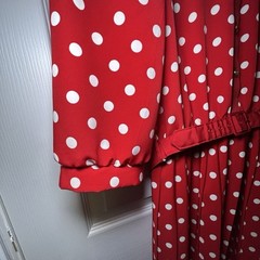 Breli Originals Vintage 1980’s Red Polka Dot Belted Pleated Dress Size 10 NWOT