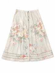 Vintage 1980’s Ralph Lauren 100% Linen Floral Button Front Skirt Sz 14