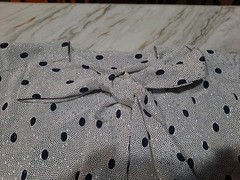 VINTAGE Lilli Ann Collection Blouse Size 8 Black White Polka-dot Blouse W Bow