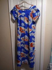 Hilo HATTIE vintage Hawaii Dress Surfers Flowers Colorful Sz.L