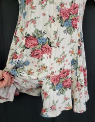 Vintage Zanoni Ivory Romper w Pink/Blue/Green Florals & Square Neckline Size M