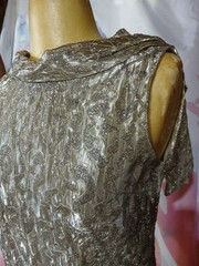 Vintage 60S 70S GOLD LUREX TINSEL METALLIC DISCO STRAPPY PARTY DRESS