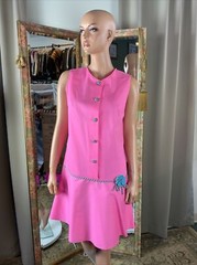 VTG Lexington 2 Jr Pink Drop Waist Pink Dress Sz 11 BW Check Buttons