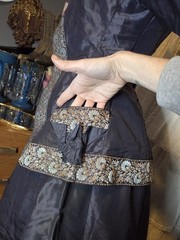 Lavender 1860s Victorian Silk/Taffeta w/ Brocade Trim Afternoon Dress