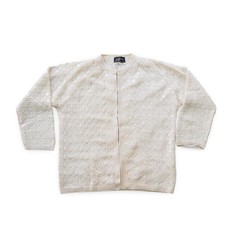 John Wanamaker Vintage Beaded Sequin Cardigan Women’s 38 Ivory Wool Open Front