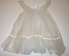 VINTAGE RARE TOSCA LAYER NYLON CHiFFON BABYDOLL NiGHTiE Cream Ivory M LACE BOW