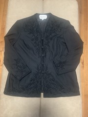 Katherine Kay Ltd Vintage Womans Black Embroidered Floral Blazer Jacket Size 16W