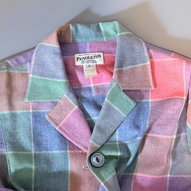 Vintage Womens Pendleton Button Down Virgin Wool Shirt Medium M Flannel Long OR