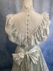 Vintage 80s Gunne Sax Jessica McClintock Mint Green Lace Wedding Formal Dress XS