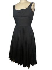 Vintage 1950’s Black Gathered Bodice Chiffon GIGI YOUNG Cocktail Dress Sz 0