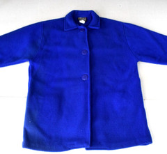 Vintage Polar Fleece Coat Womens Cobalt Blue Size S 70s Mid Length Fashion Coat