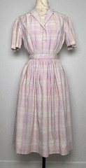 Vtg F.R. Tripler 2 Pc Skirt Top Set 8 Lavender Plaid 40s Tea Dress S/M