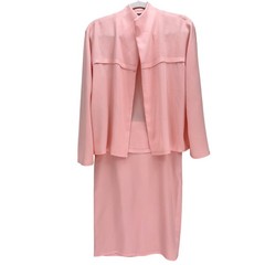 Vintage Genny Pink Blazer Skirt Set Size 10 Made in Italy Open Front