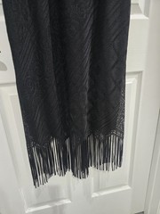 VTG Helene Blake Black Fringed Hem Flapper Dress Size 10 Romantic Feminine EUC