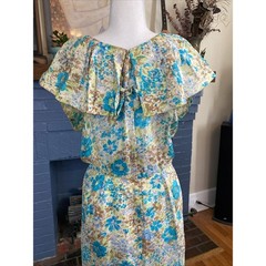 True Vintage Mid-century 1950s 1960s Floral Party Dress XS/S Roseweb New York