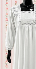 SoieRose 100% Cotton Vintage Cottagecore Victorian Lace Trim Maxi Dress-SR-1314