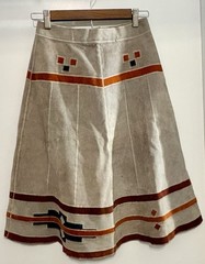 Vintage 70s Modern Jrs. Suede Leather Skirt Native American Appliqué 9 Medium