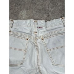 Red Snap White Denim Flared Jeans Contrast Stitch Workwear Size 26×29 Y2K 90s