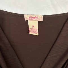 CANDIES super elegant vintage Y2k brown draped top with gold metal detailing