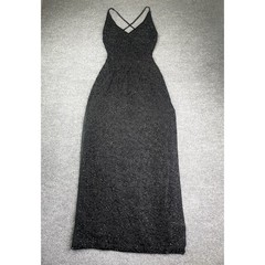 Vintage Cache Dress Y2K 90s Womens Small Whimsigoth Black Beaded Open Back Dress