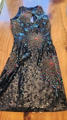 Vintage Nadine 80’s Fireworks Sequin & Beaded Keyhole Dress Size Small