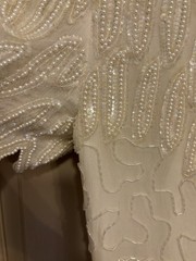 Vintage Lawrence Kazar NY 100% Silk Ivory Chic Bead/Sequin Wiggle Dress~10~EXC